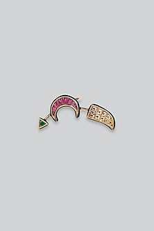 14kt Yellow Gold 24kt Natural Ruby & Emerald Polki Ring