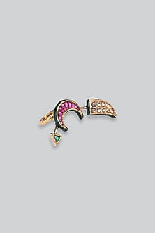 14kt Yellow Gold 24kt Natural Ruby & Emerald Polki Ring