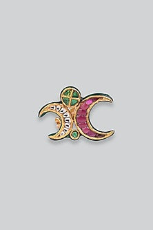 14kt Yellow Gold 24kt Natural Ruby & Emerald Polki Ring