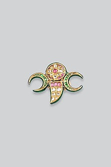 14kt Yellow Gold 24kt Natural Ruby & Emerald Polki Ring