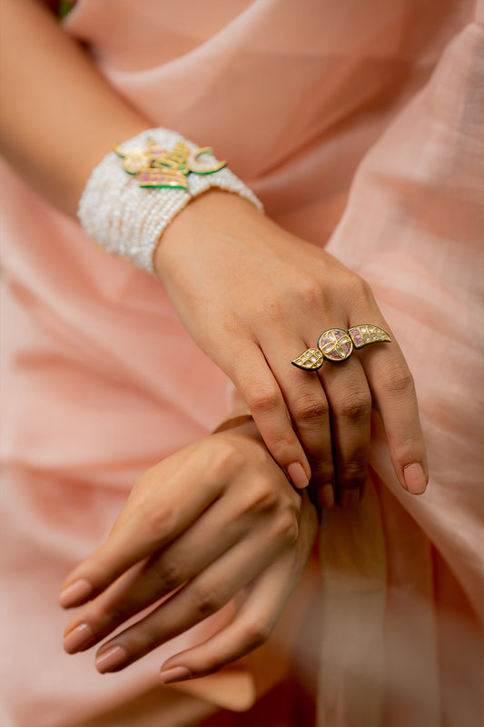 14kt Yellow Gold 24kt Natural Ruby & Polki Diamond Ring