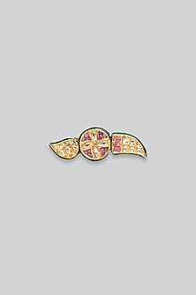 14kt Yellow Gold 24kt Natural Ruby & Polki Diamond Ring