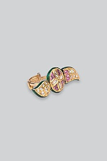 14kt Yellow Gold 24kt Natural Ruby & Polki Diamond Ring
