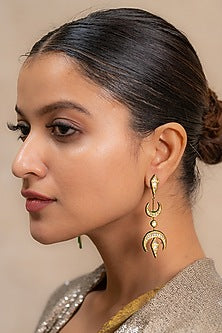 14kt Yellow Gold 24kt Natural Polki Diamond Dangler Earrings