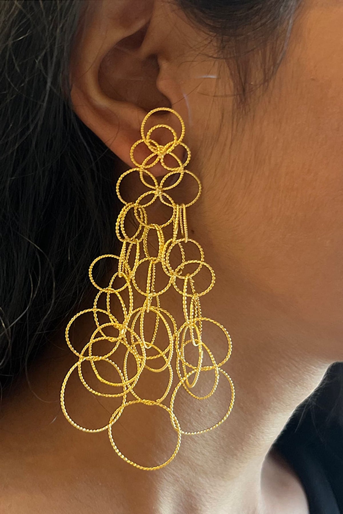 Gold Plated Dangler Earrings In Recycled Sterling Silver