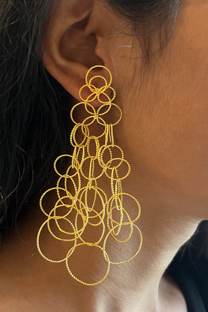 Gold Plated Dangler Earrings In Recycled Sterling Silver