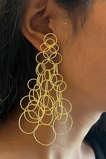 Gold Plated Dangler Earrings In Recycled Sterling Silver