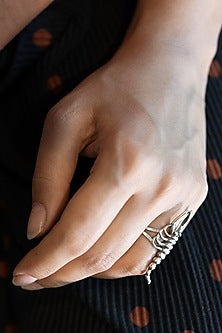 White Finish Scorpion Ring In Sterling Silver