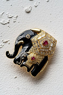 Gold Plated Enameled Brooch In Sterling Silver