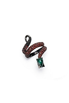 Ruthenium Finish Black Onyx Ring In Sterling Silver