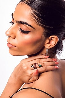 Ruthenium Finish Black Onyx Ring In Sterling Silver
