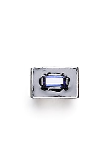 White Gold Plated Tanzanite Hydro Quartz Ring In Sterling Silver