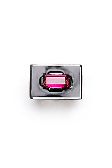 White Gold Plated Ruby Corundum Ring In Sterling Silver