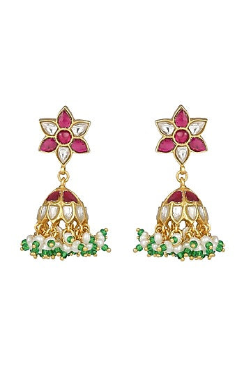 Gold Finish Jhumka Earrings