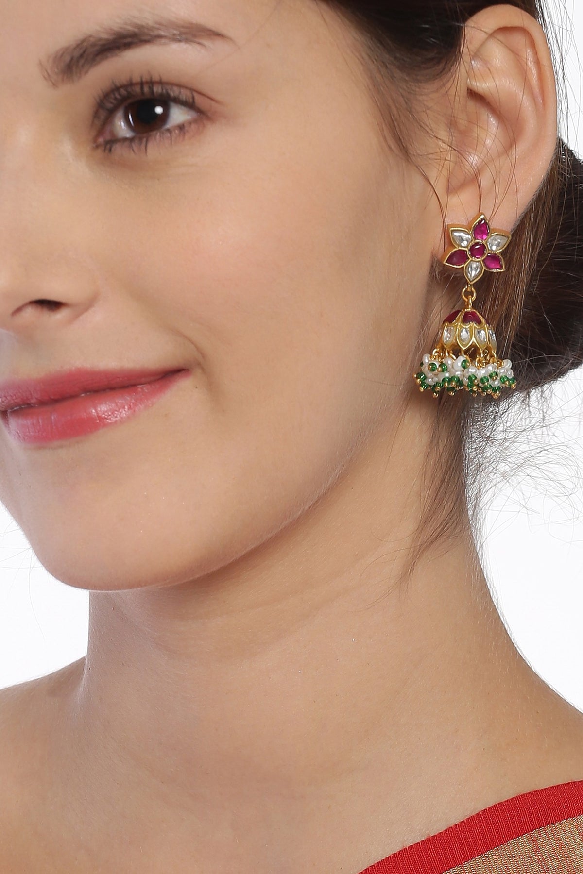Gold Finish Jhumka Earrings