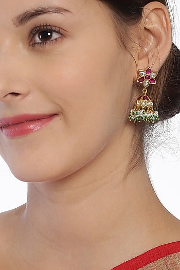 Gold Finish Jhumka Earrings