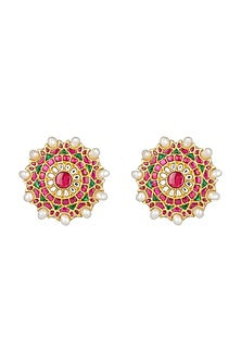 Gold Finish Semi-Precious Kundan Earrings