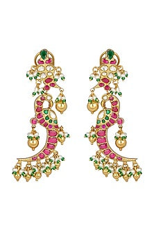 Gold Finish Peacock Earrings