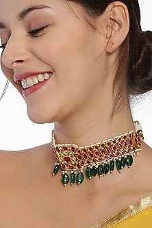 Gold Finish Kundan Choker Necklace
