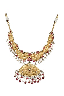 Gold Finish Temple Necklace