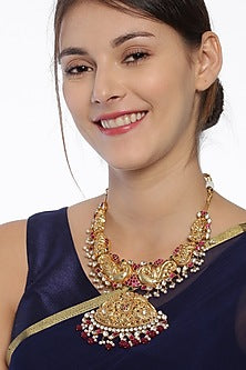 Gold Finish Temple Necklace