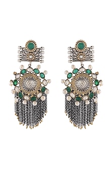 Silver & Gold Finish Pearls Earrings