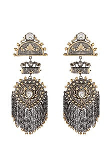 Gold & Silver Finish Semi Precious Stones Earrings