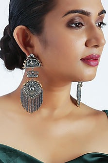 Gold & Silver Finish Semi Precious Stones Earrings