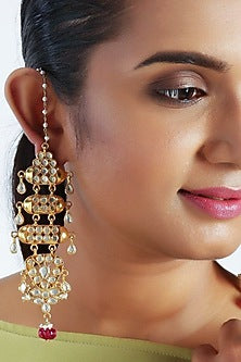 Gold Finish Kundan Earrings