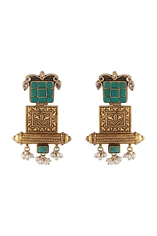 Gold Finish Kundan Dangler Earrings
