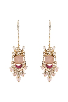 Gold Finish Rose Quartz Earrings