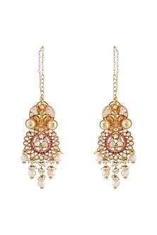 Gold Finish Kundan & Pearls Earrings