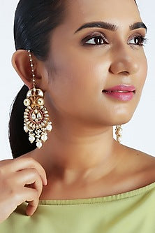 Gold Finish Kundan & Pearls Earrings