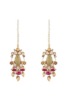 Gold Finish Prehnite Earrings