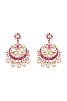 Gold Finish Pearl Chandbali Earrings