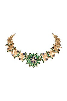 Gold Finish Kundan Bird Motif Jadau Necklace