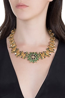 Gold Finish Kundan Bird Motif Jadau Necklace