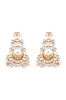 Gold Finish Kundan Jadau Moon Earrings