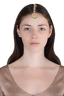 Gold Finish Rose Quartz Stone & Pearl Head Harness