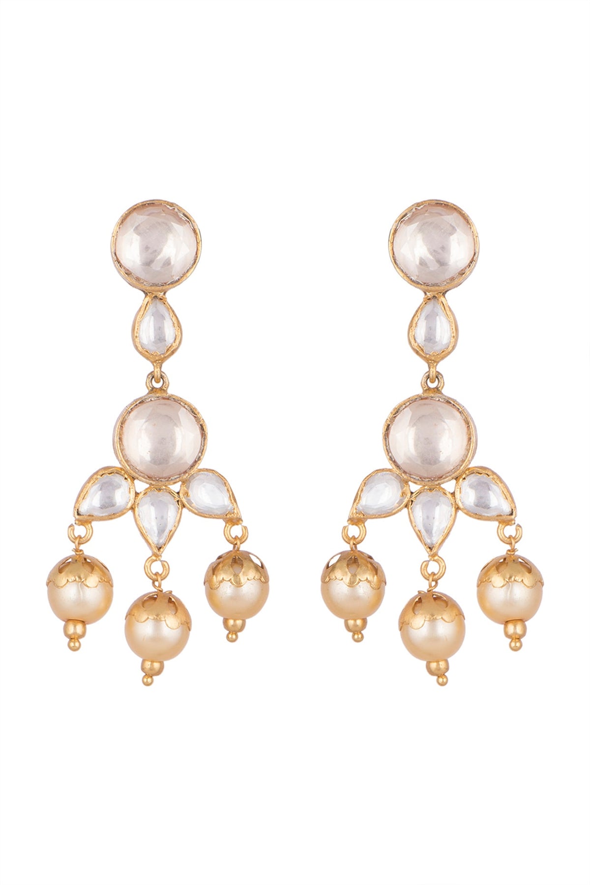 Gold Plated Kundan & Pearl Earrings