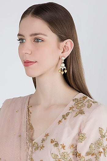 Gold Plated Kundan & Pearl Earrings