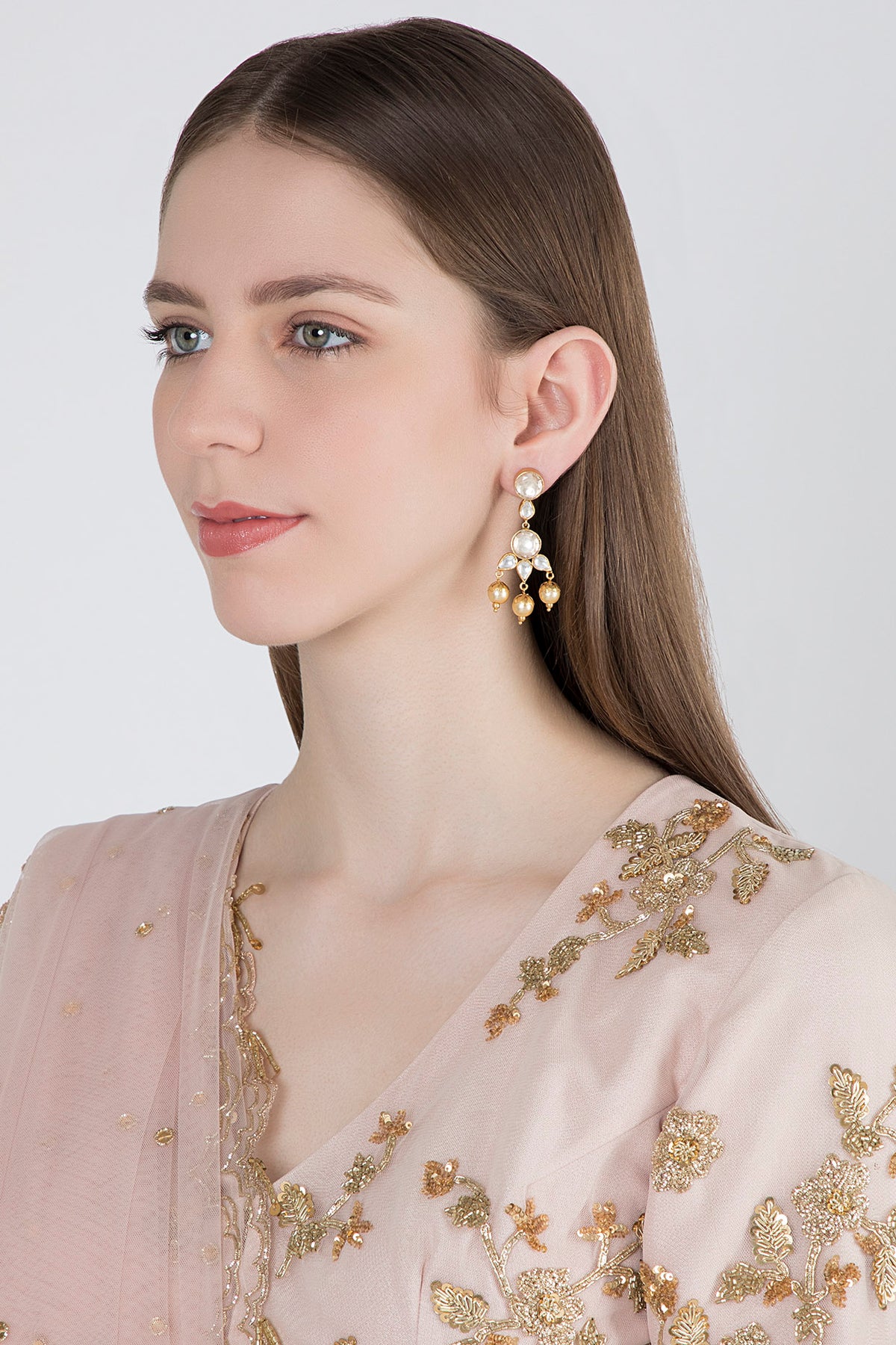 Gold Plated Kundan & Pearl Earrings