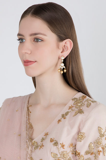 Gold Plated Kundan & Pearl Earrings