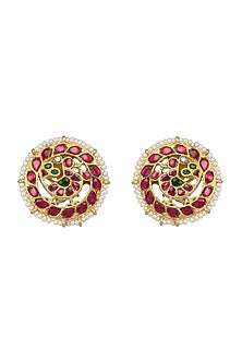 Gold Finish Kundan Stud Earrings