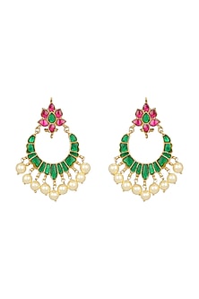Gold Finish Kundan & Pearl Earrings