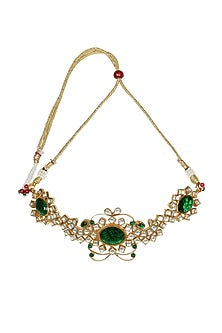 Gold Finish Green Choker Necklace