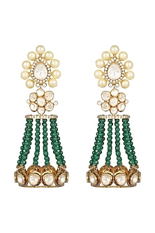 Gold Finish Polki Jhumka Earrings