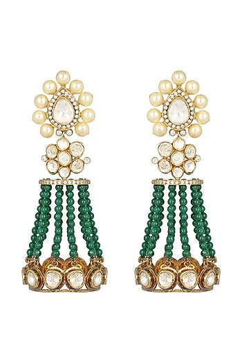 Gold Finish Polki Jhumka Earrings
