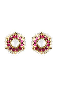Gold Finish Kundan Stud Earrings