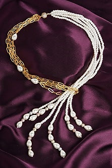 Gold Finish Handcrafted Shell Pearl Necklace